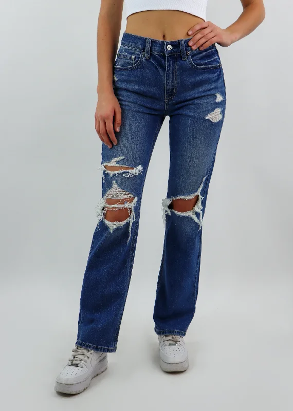 Right There Jeans ★ Medium Wash Fashionable Distressed Jeans