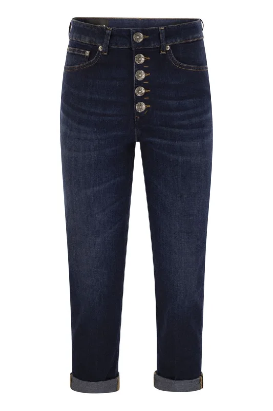 KOONS - Loose jeans with jewelled buttons Fashionable Raw Hemmed Jeans