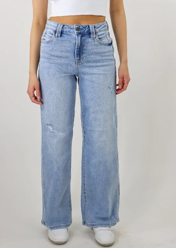 No Man Wide Leg Jeans ★ Light Wash Fashionable Cropped Denim Jeans