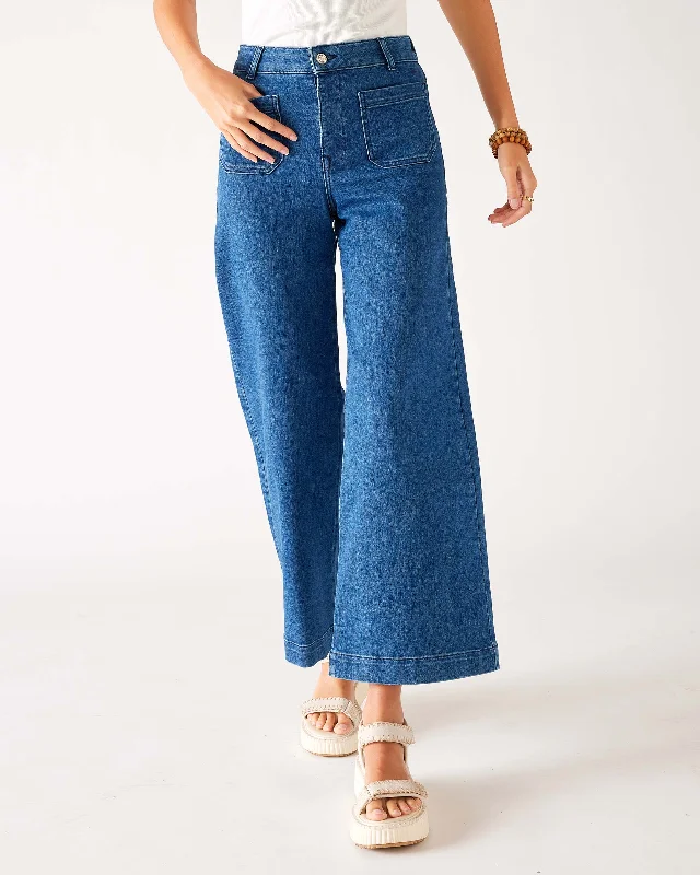 Sailor Cropped Wide Leg Jeans Stylish High-Rise Mom Jeans