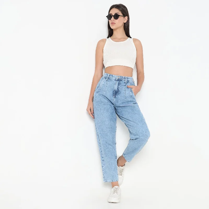 Slouch Fit High Rise Jeans Comfortable Mid-Rise Jeans