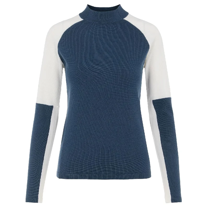 J. Lindeberg Leila Knitted Orion Blue Womens Golf Sweater Embroidered Appliqued Beaded