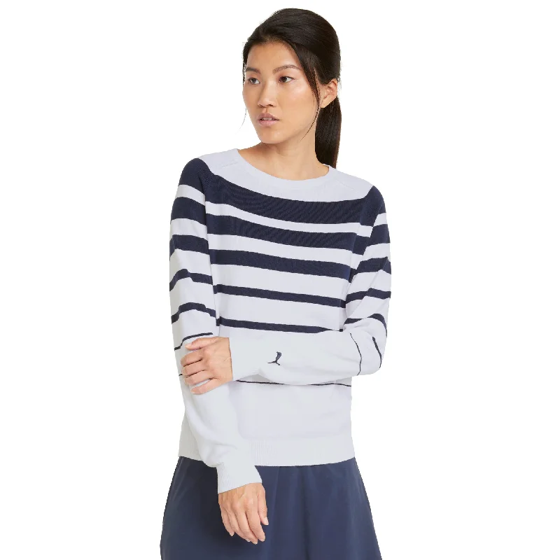 Puma Striped Womens Golf Sweater Real Fur Shearling Chenille