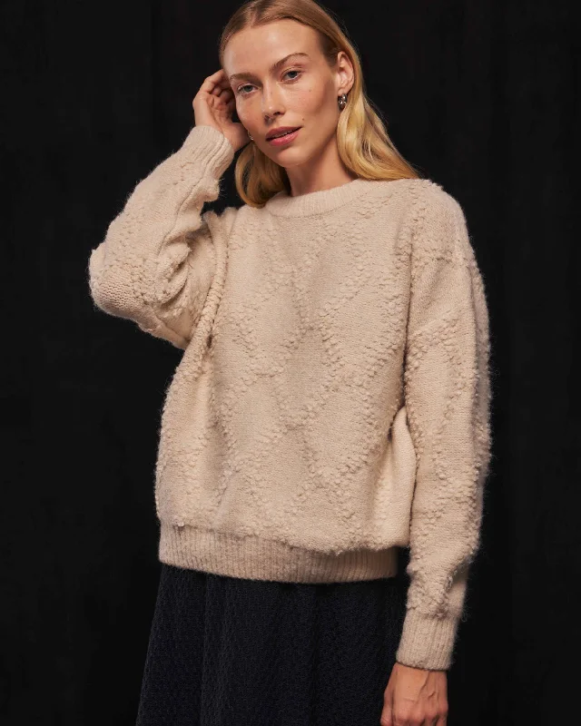 Women's Textured Crew Sweater Velvet Chenille Corduroy