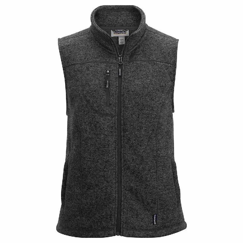 Edwards Women's Black Heather Sweater Knit Fleece Vest With Pockets Beaded Sweater Sequined Faux Fur