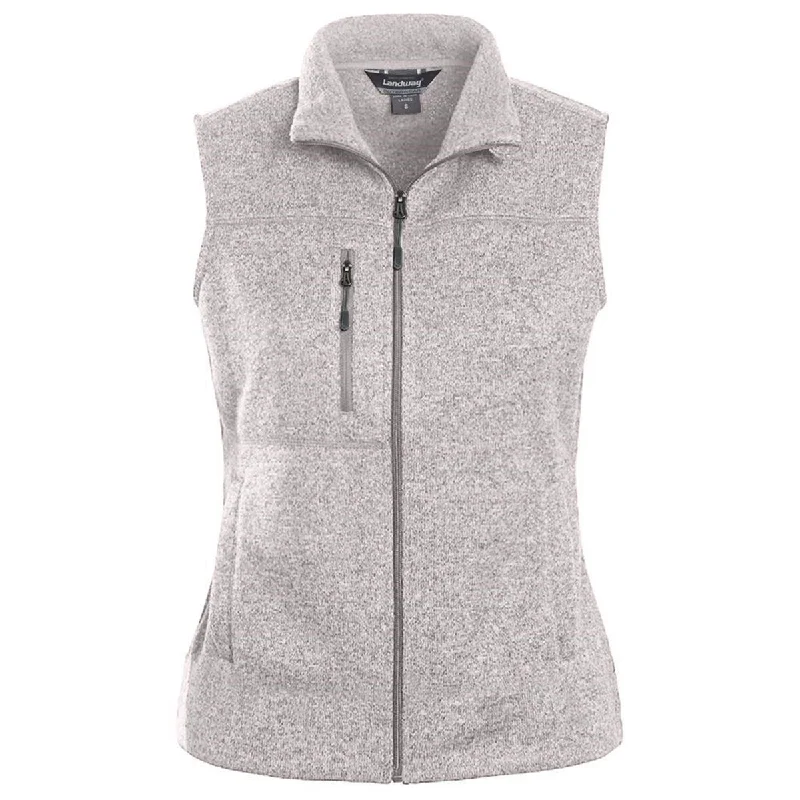 Landway Women's Heather Athletic Grey Ashton Vest Sweater-Knit Fleece Fitted Slim Tailored