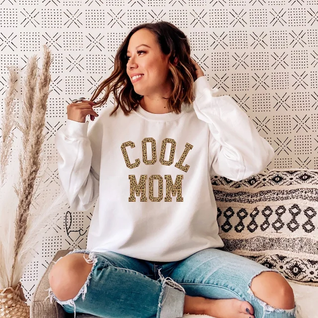 Cool mom leopard print cheetah sweater- mom sweater- mothers day sweater gift for new mom- expecting mom - mama sweaters- not a regular Boxy Sweater Fitted Sweater A-Line