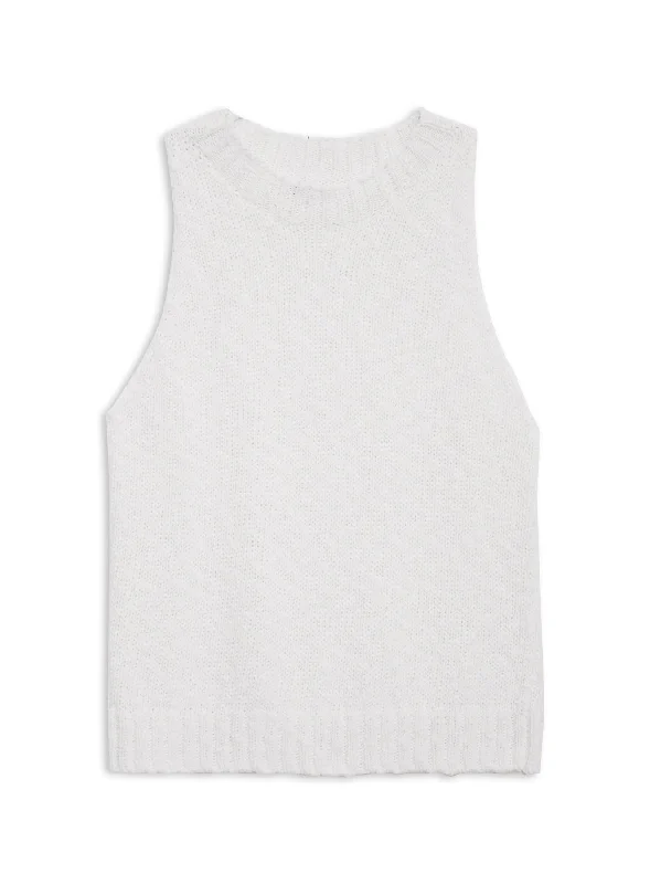 Stateside Cotton Linen Tank Sweater in White Terry Terry Cloth Terry Knit