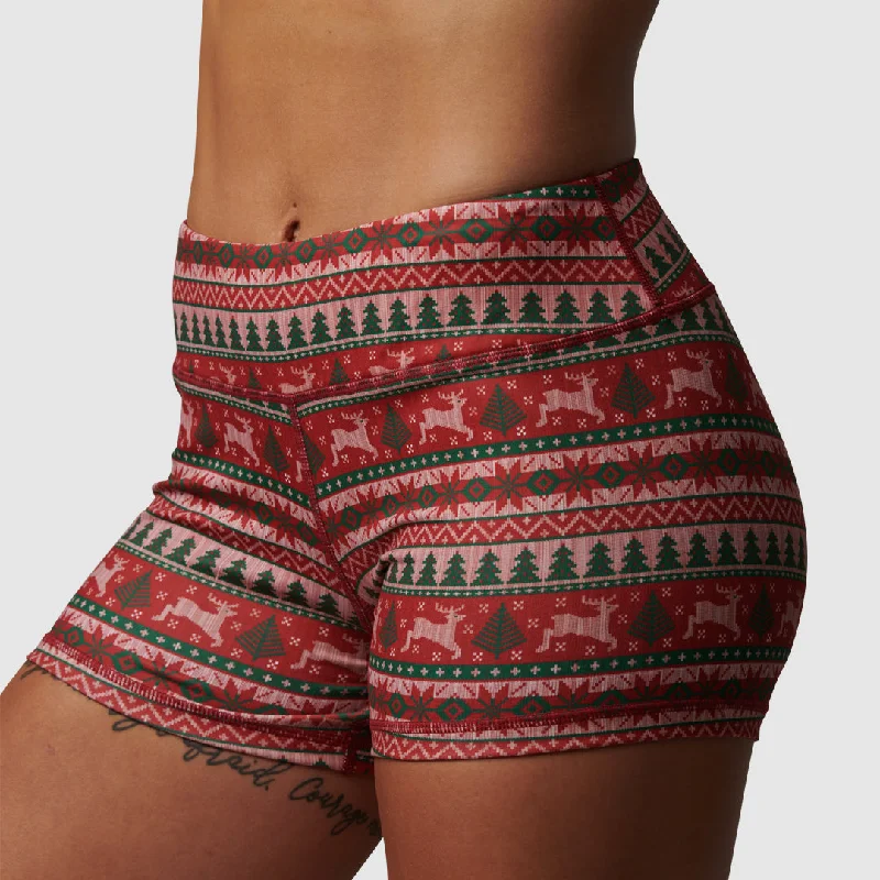 Double Take Booty Short (Christmas Sweater) Tailored Straight A-Line