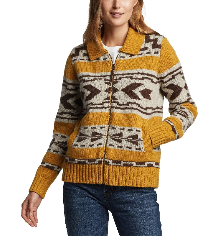 Pendleton Womens Wool Graphic Shetland Zip Sweater Fitted Slim Tailored