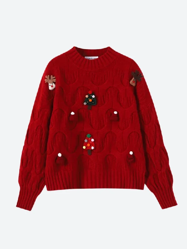 Xmas Figures Sweater Tailored Straight A-Line