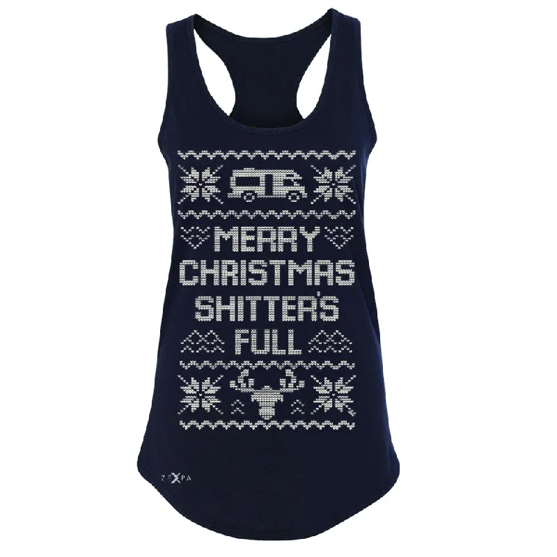 Zexpa Apparel™ Merry Christmas Shitter's Full Women's Racerback Ugly Sweater Fame Sleeveless Jersey Fabric Tulle Fabric Batik Fabric